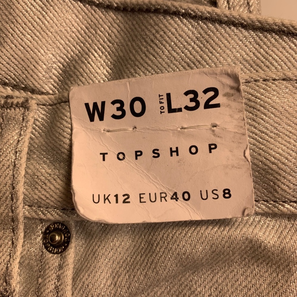 NEW Topshop Silver HighWaist Straight Jeans Size 8 - Picture 3 of 4